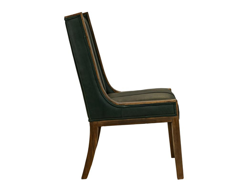 Balam Forest Green Leather Dining Chair detail