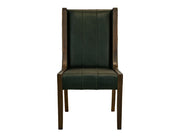 Balam Forest Green Leather Dining Chair angle