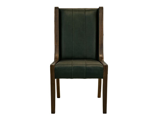 Balam Forest Green Leather Dining Chair angle
