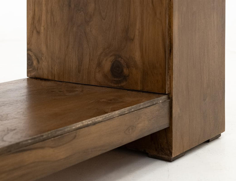 Natural Teca Fireplace TV Console - Barewood