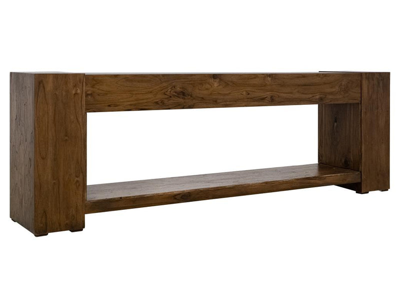 Natural Teca Fireplace TV Console - Barewood