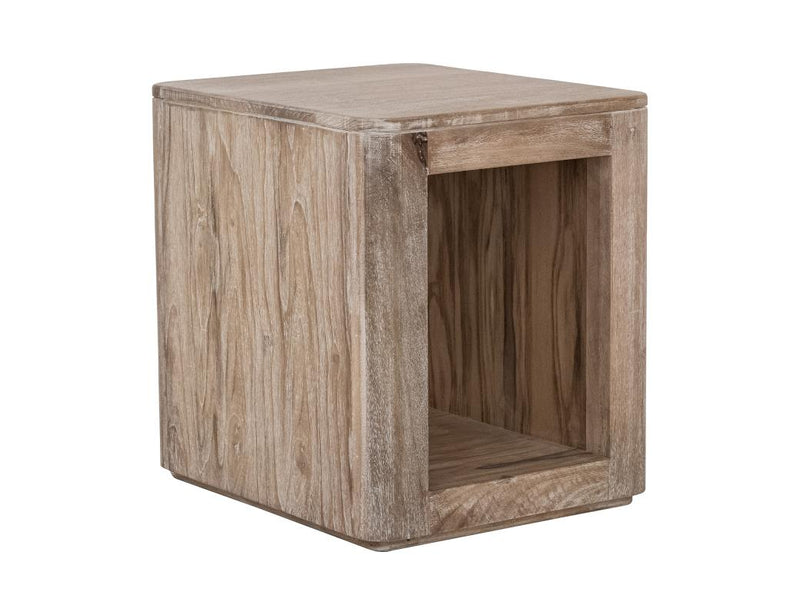 Balam White open-shelf chairside table