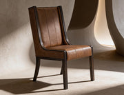 Balam Cognac Leather Dining Chair styled