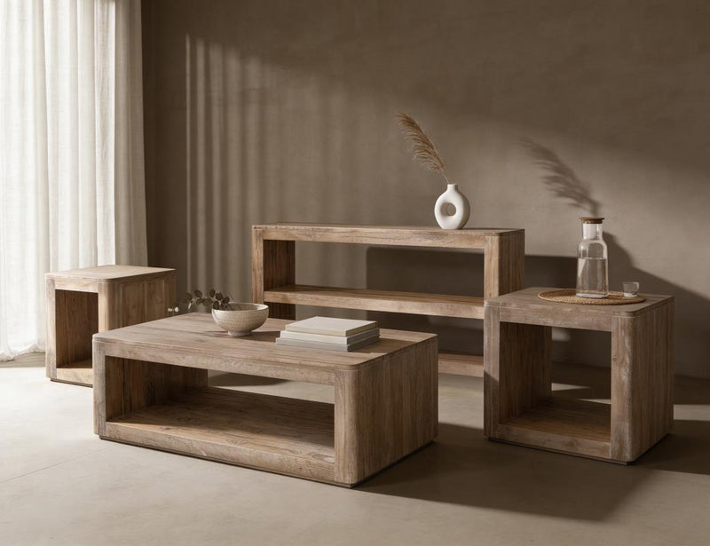 Balam White open-shelf occasional set scene