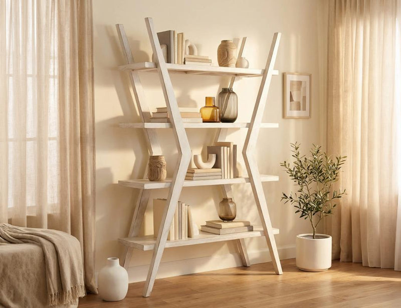 White Moka Bookcase - Barewood