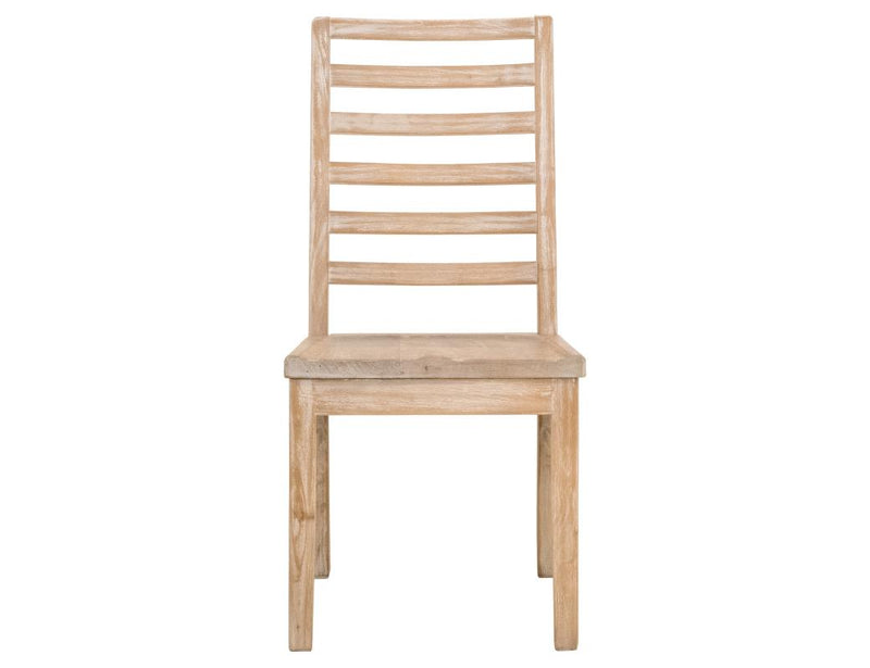 Balam White Dining Chair, wood seat angle