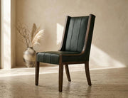 Balam Forest Green Leather Dining Chair styled