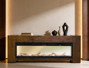 Natural Teca Fireplace TV Console - Barewood
