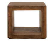 Balam Brown open-shelf end table front view