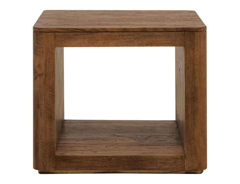 Balam Brown open-shelf end table front view
