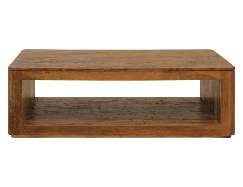 Balam Brown open-shelf cocktail table front view