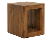 Balam Brown open-shelf chairside table