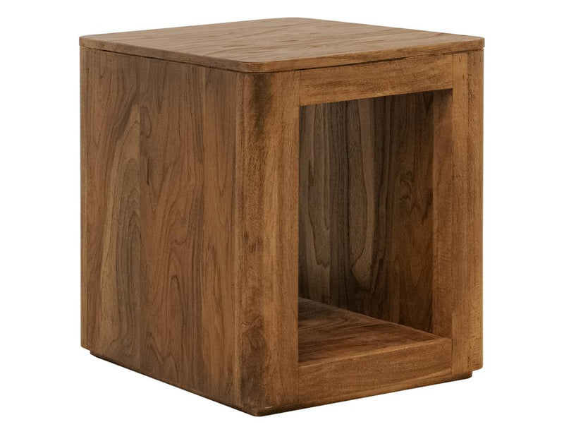 Balam Brown open-shelf chairside table