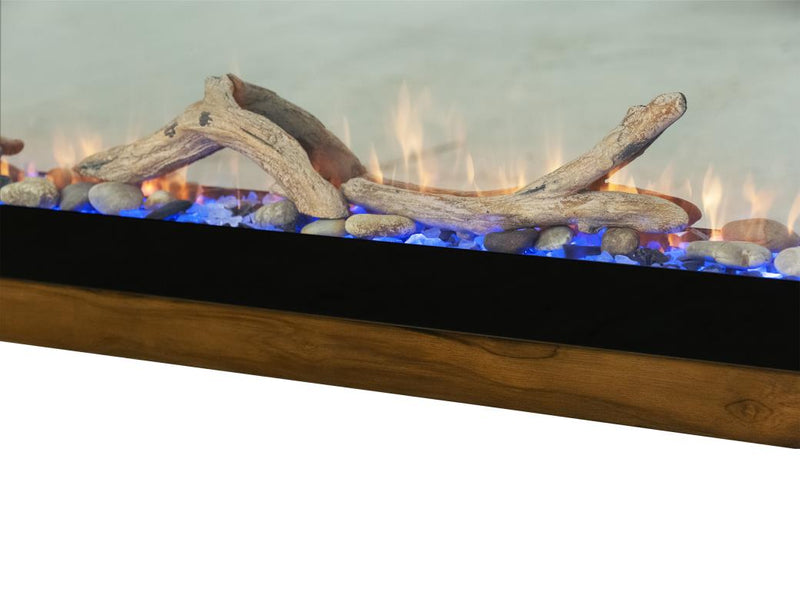 Natural Teca Fireplace TV Console - Barewood