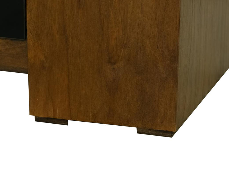 Natural Teca Fireplace TV Console - Barewood