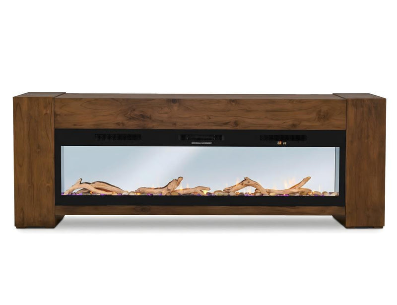 Natural Teca Fireplace TV Console - Barewood