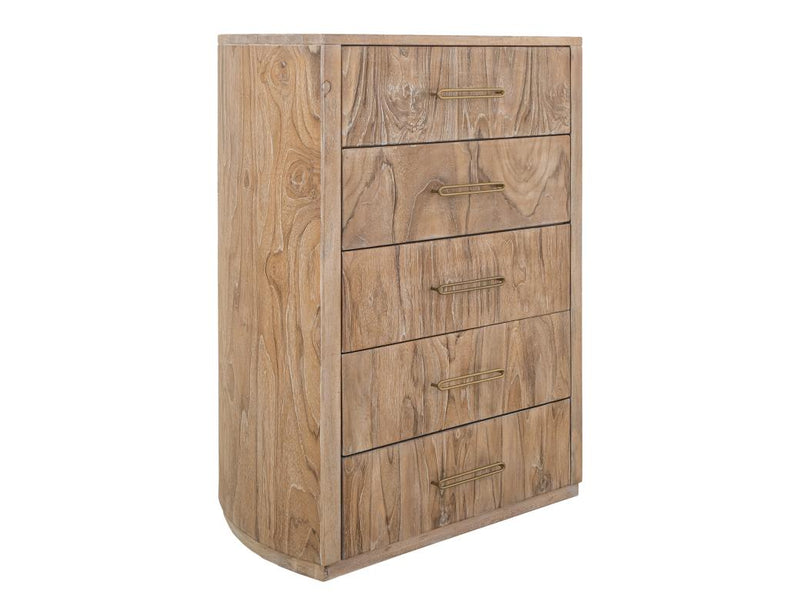 Balam White Chest, five-drawer, solid mango with soft white finish