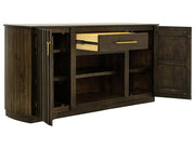 Dark Mezquite TV Console open storage