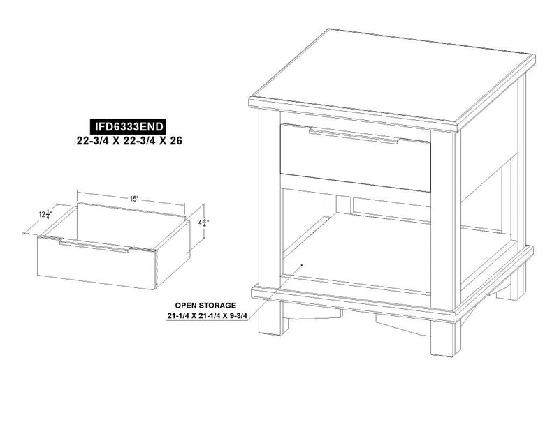 Golden Loft End Table dimensions - Barewood