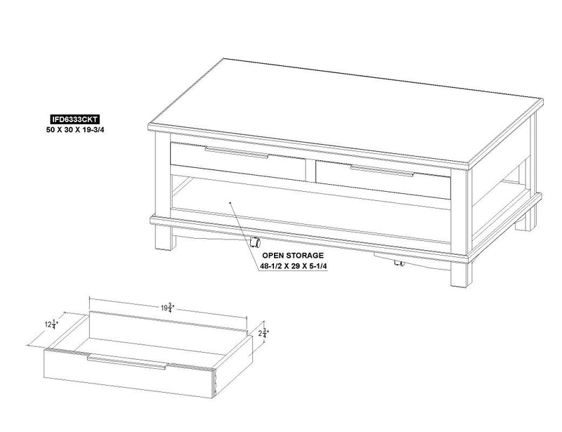 Golden Loft Cocktail Table dimensions - Barewood