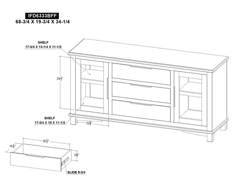 Golden Loft Buffet dimensions - Barewood