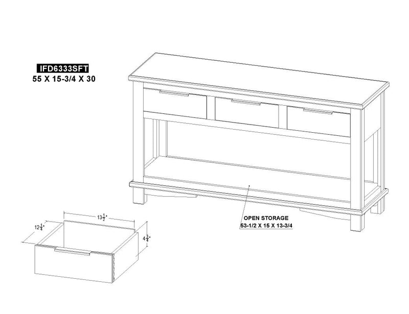 Golden Loft Sofa Table dimensions - Barewood