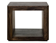 Balam Black open-shelf end table front view
