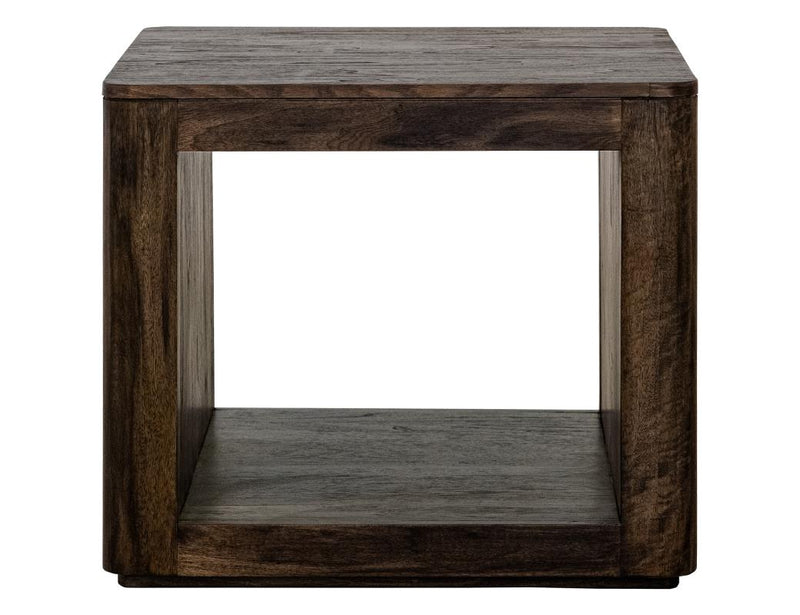 Balam Black open-shelf end table front view