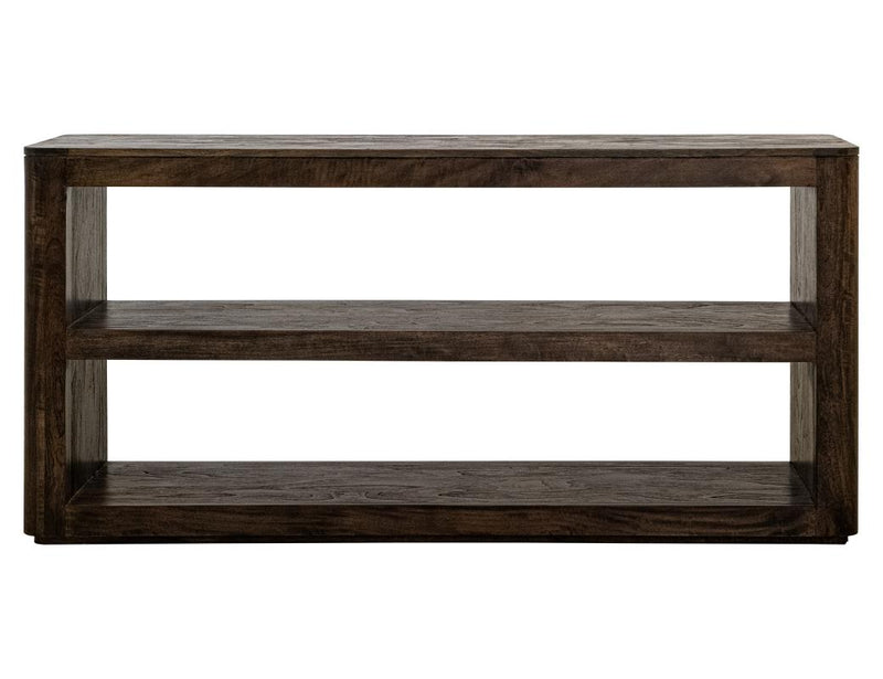 Balam Black open-shelf sofa table front view