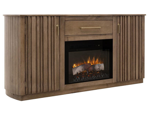 Mezquite Fireplace TV Console with fireplace lit