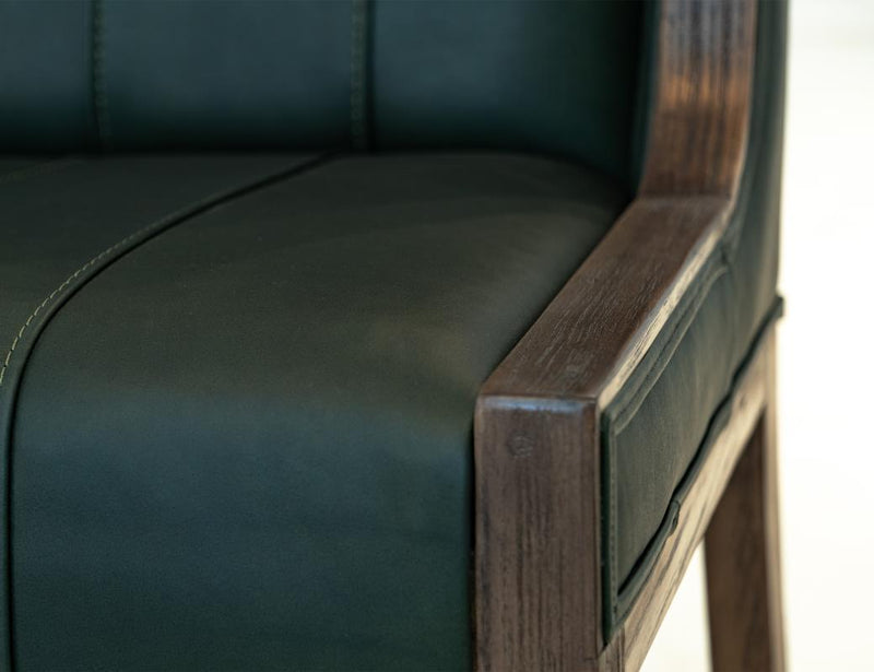 Balam Forest Green Leather Dining Chair lifestyle