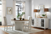 Sanibel Shell Extension Dining Table with Seaside chairs and Crate Server - Barewood