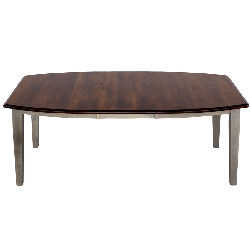 Shaker-Taper Leg Boat-Shaped dining table 42x60 with leaf, two-tone
