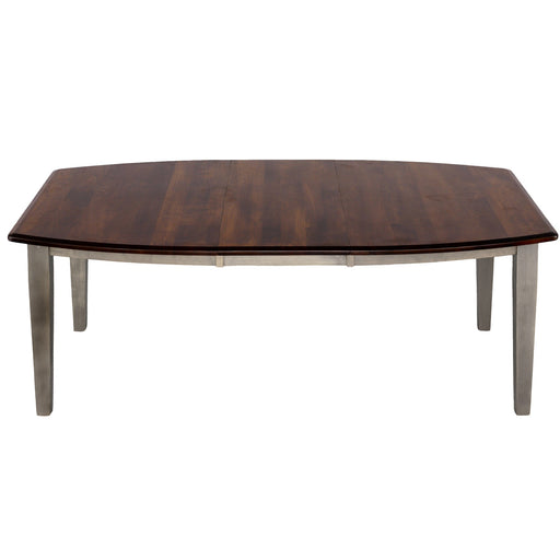 Shaker-Taper Leg Boat-Shaped dining table 42x60 with leaf, two-tone
