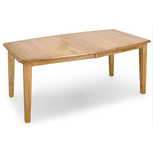 Shaker-Taper Leg Boat-Shaped dining table 42x72 with leaf, natural maple — front view