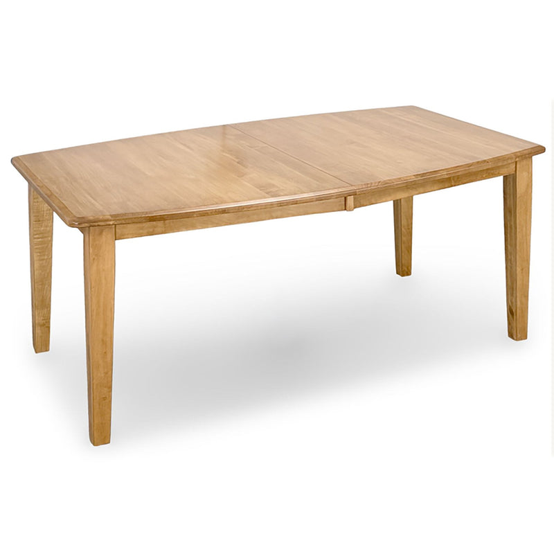 Shaker-Taper Leg Boat-Shaped dining table 42x72 with leaf, natural maple — front view