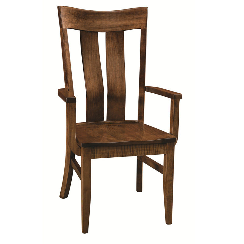 Amish Essentials Florence Tall-Back Arm Dining Chair – Solid Maple
