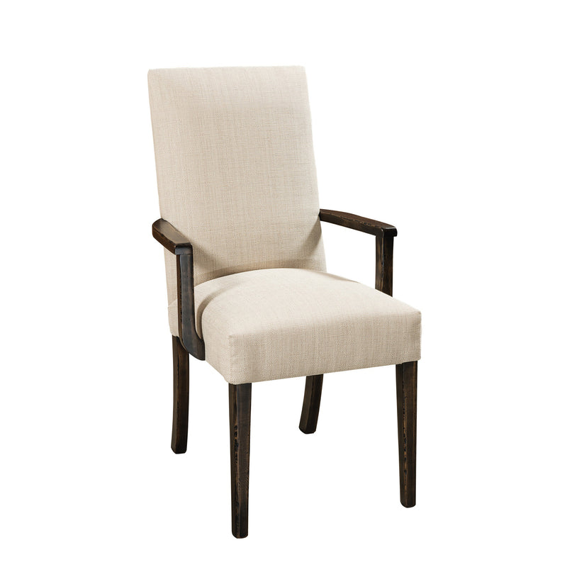 Amish Essentials Xavier Upholstered Arm Dining Chair – Solid Maple