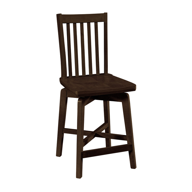 Amish Essentials Alex Slat-Back Swivel Counter Stool – Solid Maple