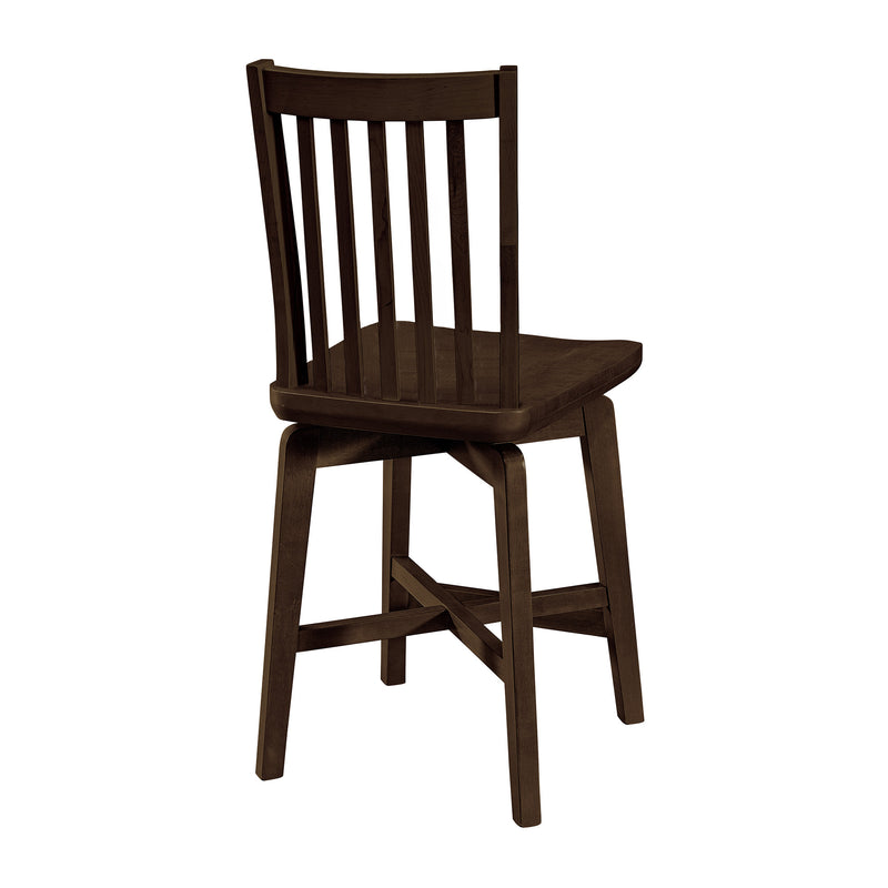 Amish Essentials Alex Slat-Back Swivel Counter Stool – Solid Maple