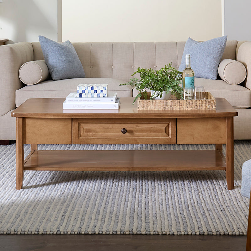 Amish Essentials Carson Rectangle Coffee Table – One Drawer