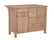 Kitchen Center w/ Breakfast Bar - Barewood