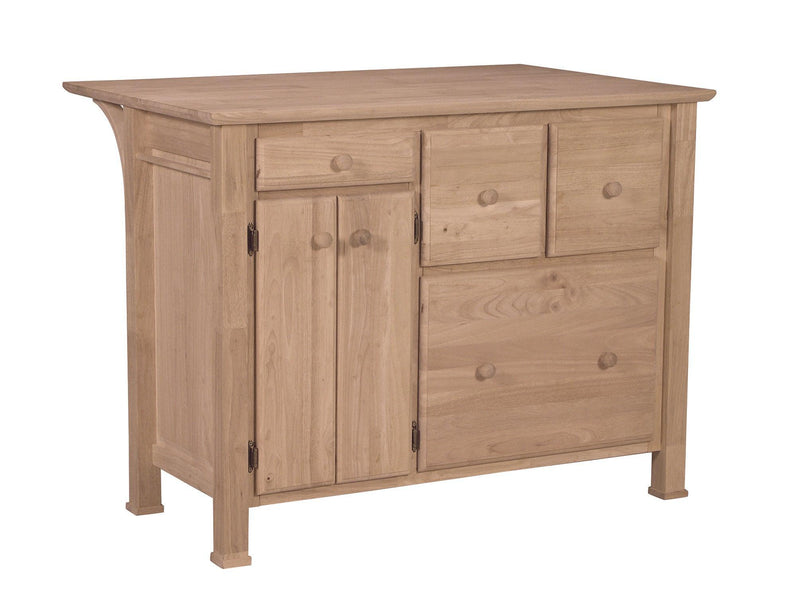 Kitchen Center w/ Breakfast Bar - Barewood