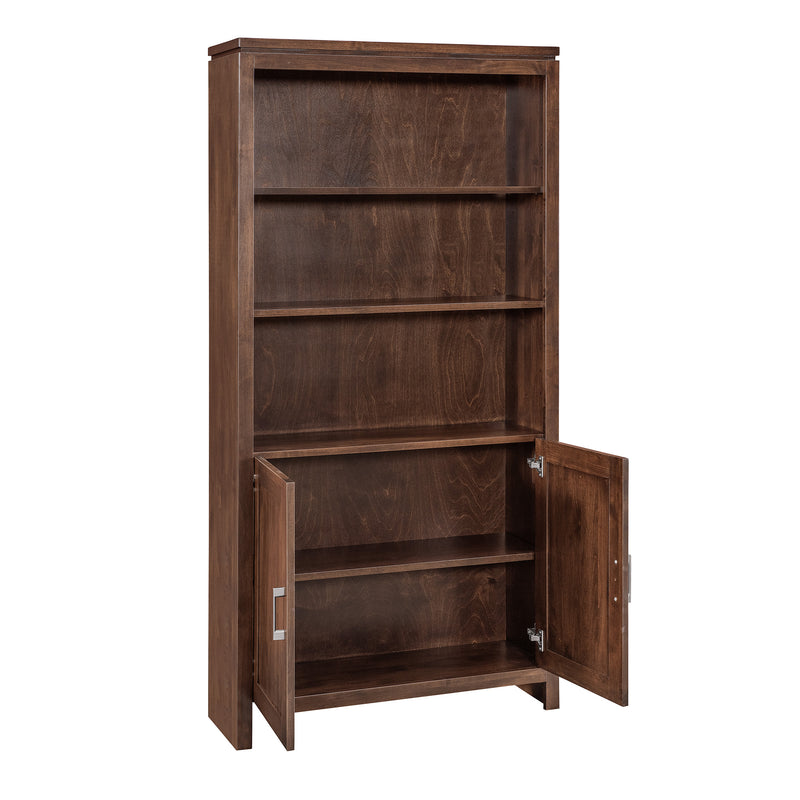 2 West Solid Wood Bookcase with Doors – 36" Wide