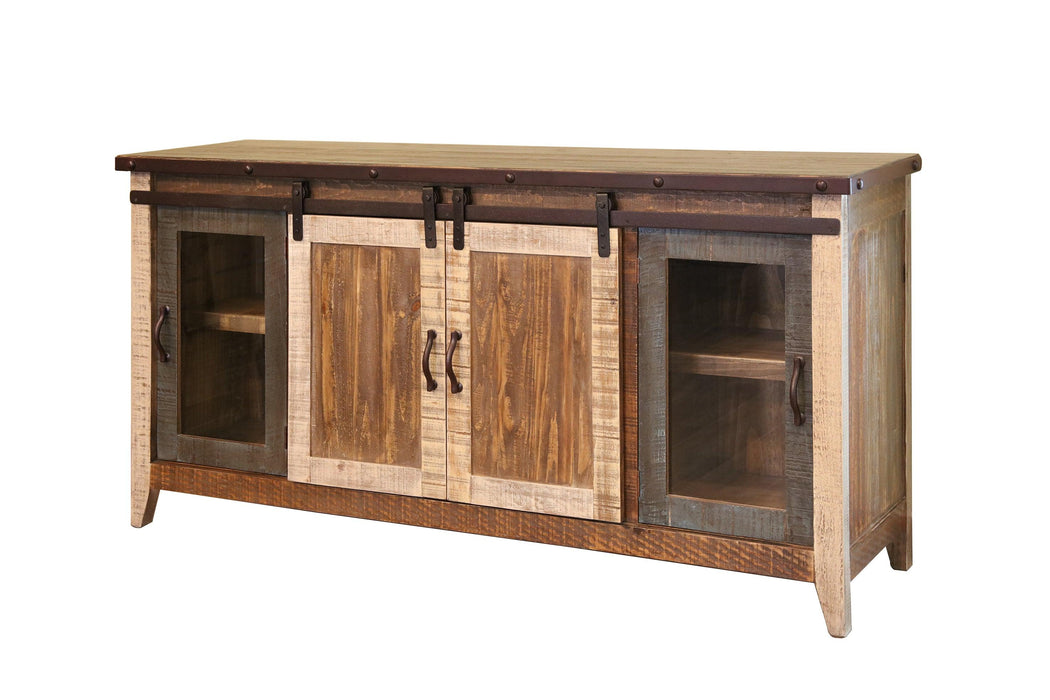 Multicolored Barn Door Entertainment Console - Barewood