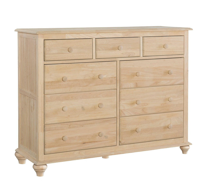 Cottage Nine Drawer Dresser - Barewood