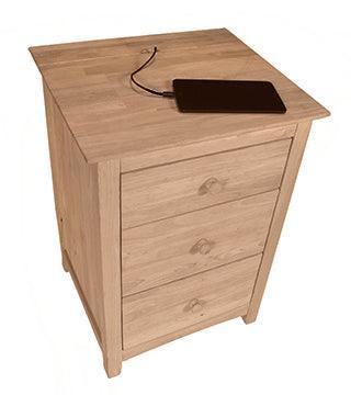 Lancaster Three Drawer Hideaway Nightstand - Barewood