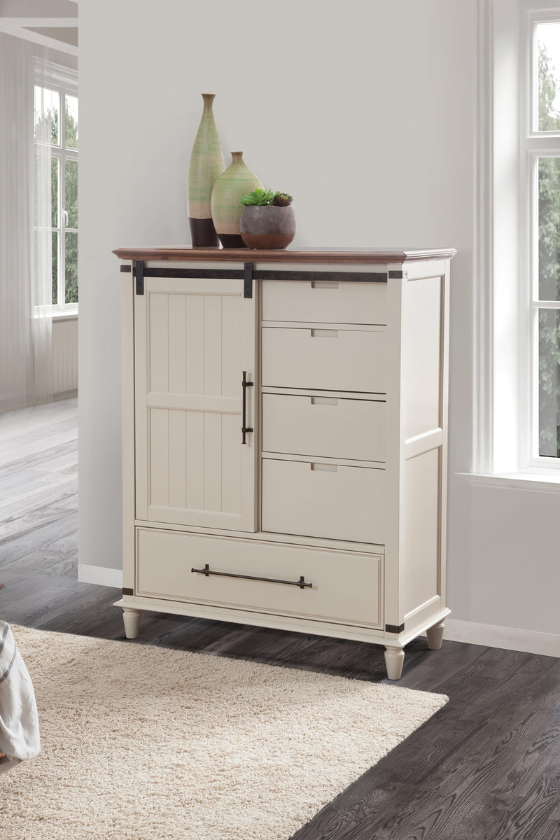 Farmhouse Chic Sliding Door Chest - Barewood