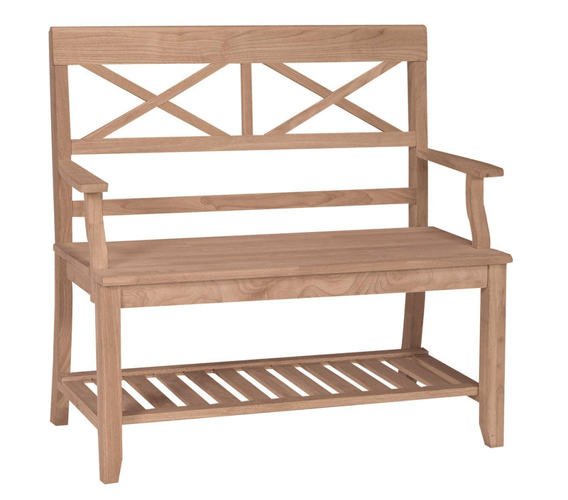 Double X Back Bench - Barewood