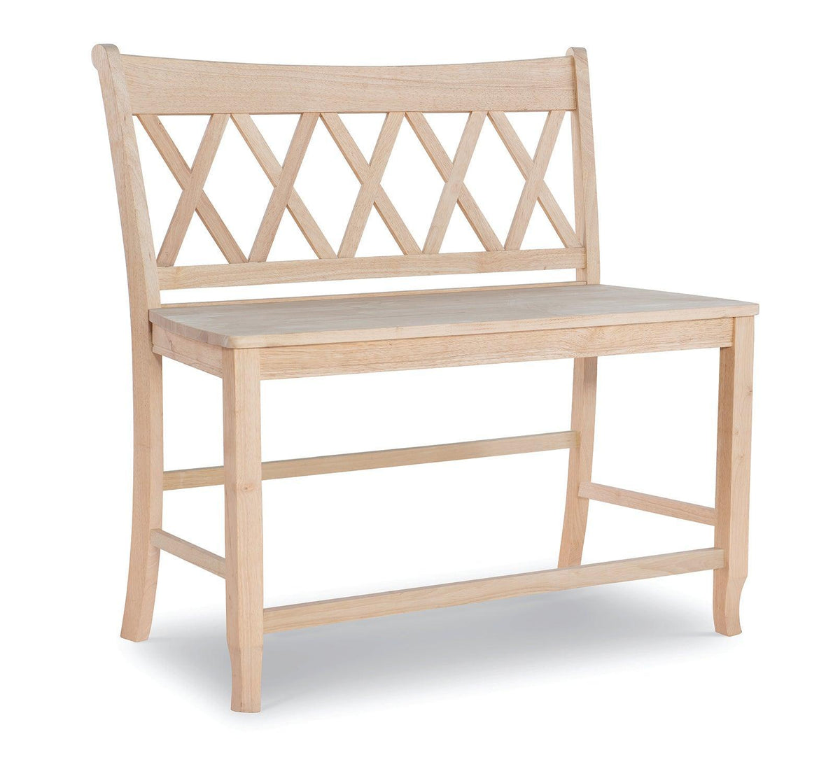 Double X Back Counter Height Bench — Barewood